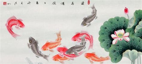 九鯉魚圖|國畫九魚圖經典構圖及寓意解析